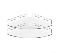 ComfyHarbor Paquete de 2 estantes esquineros acrílicos de 8.5 pulgadas transparentes, montados en la pared, sin taladro, estante de almacenamiento de baño, fácil de instalar, ahorro de espacio para