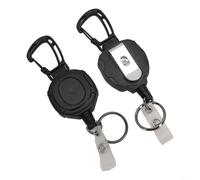 ComfyHarbor Paquete de 2 llaveros retráctiles con mosquetón resistente y cordón de acero inoxidable, carrete de identificación de 32 pulgadas para oficina, uso industrial y eventos