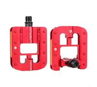 ComfyHarbor Pedales de bicicleta plegables de aleación de aluminio, plegamiento rápido, con una sola mano, reflectores antideslizantes para ciclismo de carretera MTB, negro, plata, oro, rojo, 1 par