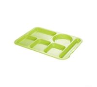 ComfyHarbor Plato rectangular dividido de melamina con 6 secciones y soporte para utensilios, bandeja de alimentos ligera inastillable para cafetería, oficina, plato separado para servir comidas