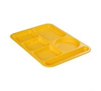 ComfyHarbor Plato rectangular dividido de melamina con 6 secciones y soporte para utensilios, bandeja de alimentos ligera inastillable para cafetería, oficina, plato separado para servir comidas