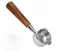 ComfyHarbor Portafiltro sin fondo de 51 mm, con mango de madera, para EC680 EC685 EC885, soporte de filtro de café desnudo, para extracción de precisión de espresso y fácil limpieza, plateado