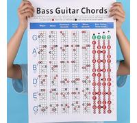 ComfyHarbor Póster de tabla de práctica de acordes de guitarra bajo, 72 acordes para aprendizaje de bajo de 4 cuerdas, guía de referencia para estudiantes y aula, teoría musical de papel recubierto (L