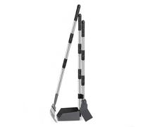 ComfyHarbor Recogedor de excrementos de perros con bandeja y rastrillo, juego de herramientas de limpieza de residuos de mango ajustable de 36.2 pulgadas, pala de metal inoxidable y contenedor