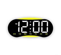 ComfyHarbor Reloj de pared LED de pantalla grande con pantalla completa, iluminación ambiental ajustable, diseño de grano de madera, soporte de mesa o pared, alarma digital de hora, fecha, temperatura