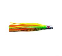 ComfyHarbor Señuelo de pulpo trolling de cobre de 6.5 pulgadas, cabeza pesada de 55 g con falda de calamar con brillo UV, ojos realistas 3D para pesca en aguas saladas en aguas profundas (03#)