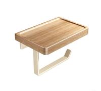 ComfyHarbor Soporte para papel higiénico con estante de madera de nogal, estante de almacenamiento de pañuelos de baño montado en la pared, acero al carbono resistente a la corrosión para baño, cocina
