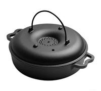 ComfyHarbor Soporte vertical para asar pollos de hierro fundido, asador de infusión de aves de corral al aire libre con bandeja de goteo, malla sin parrilla para camping, 27 x 22 cm