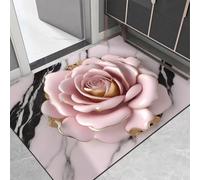 ComfyHarbor Tapete floral para puerta, tapete de baño de terciopelo de cristal con respaldo antideslizante, resistente al desgaste, fácil de limpiar, para entrada, baño, puerta delantera y uso en