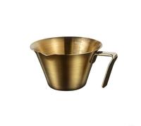 ComfyHarbor Taza de café expreso de acero inoxidable, con boquilla, taza medidora de doble escala oz/ml, para tomas de café, para arte con leche, jarra de metal 304, con mango (oro A)