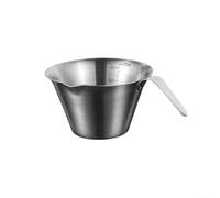 ComfyHarbor Taza de café expreso de acero inoxidable, con boquilla, taza medidora de doble escala oz/ml, para tomas de café, para arte con leche, jarra de metal 304, con mango (plata B)