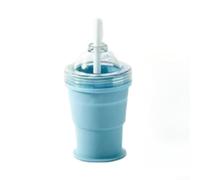 ComfyHarbor Taza plegable de silicona para hockey sobre hielo con pajita, portátil de gran capacidad de 325 ml, para viajes al aire libre, taza de desmoldeo con un solo clic para bebidas de verano