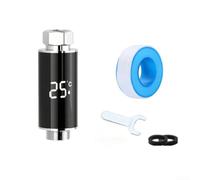 ComfyHarbor Termómetro de ducha LED inteligente con lectura de temperatura del agua en tiempo real, alertas de luz de seguridad, fácil instalación manual para accesorios G1/2 para hogares y baños (A)