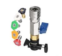 ComfyHarbor Válvula de bola M22 de 14 mm para lavadora a presión Karcher, interruptor de apagado de conexión rápida de 4500 PSI con 5 boquillas, kit de manguera adaptador de latón (14 válvulas azul+5s