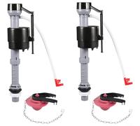 ComfyHarbor Válvula de llenado de inodoro silenciosa ajustable, control de aguja de entrada inferior para la mayoría de tanques estándar, plástico rojo/negro para fácil instalación Kit de piezas de