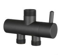 ComfyHarbor Válvula desviadora de ducha montada en la pared, divisor de agua de 2 vías, interruptor de rotación chapado en cobre, para sistemas de fontanería de baño, compatibilidad estándar (negro)