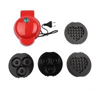 ComfyHarbor Wafflera compacta 4 en 1 con platos antiadherentes extraíbles aptos para lavavajillas para mini gofres, panqueques y queso a la parrilla, diseño negro para cocinas pequeñas o viajes (rojo