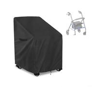 ComfyHarbor Walker Cover 28.3x26x35.4 pulgadas impermeable Oxford Protector de polvo con asiento para ancianos Rollator Almacenamiento Negro (420D)