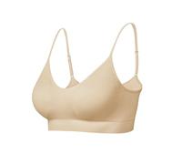 Comfyin Sujetador deportivo Sin acolchado para mujer, de Bustier, sin aros, (Sin acolchado)1*beige,S