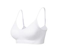 Comfyin Sujetador deportivo Sin acolchado para mujer, de Bustier, sin aros, (Sin acolchado) 1 x blanco,XS