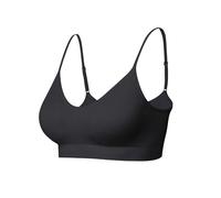 Comfyin Sujetador deportivo Sin acolchado para mujer, de Bustier, sin aros, (Sin acolchado) 1 x negro,M