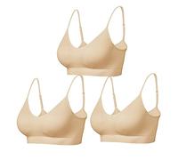 Comfyin Sujetador Sin Aro Bralette acolchado para mujer, correas de sueño, sujetadores sin costuras, para yoga, deportes, paquete de 3