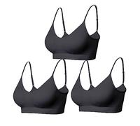 Comfyin Sujetador Sin Aro Bralette acolchado para mujer, correas de sueño, sujetadores sin costuras, para yoga, deportes, paquete de 3