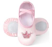 Comfyouth Zapatillas de ballet para niña, de satén, con corona brillante, suela dividida, zapatos de danza, sandalias de ballet para niños, sin corbata, zapatos de bailarina, Rosa., 29 EU