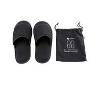 Comfysail Pantuflas plegables portátiles lavables con punta abierta con bolsa de almacenamiento para spa, viajes, hotel/invitados en casa 34-43, Black, 34-43