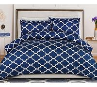 ComfyWell Juego de Funda de edredón para Cama Doble con 2 Fundas de Almohada con Cierre de Cremallera, Microfibra cepillada ultrasuave, Azul Marino (200 x 200 cm), Azul Marino