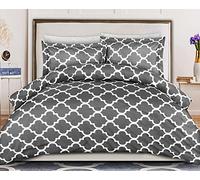 ComfyWell Juego de Funda de edredón para Cama Doble con 2 Fundas de Almohada con Cierre de Cremallera, Microfibra cepillada ultrasuave, Gris (200 x 200 cm), Color Gris