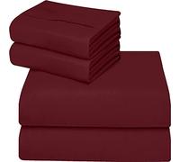 ComfyWell Sábana Bajera Doble (35 cm), sábana Bajera Profunda, de Microfibra cepillada Suave, Resistente a la contracción y a la decoloración (Doble (135 x 190 cm), Color Burdeos