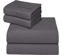 ComfyWell Sábanas bajeras tamaño King - Sábana bajera ajustable profunda (35 cm) - Tela de microfibra cepillada suave, color gris, resistente a la contracción y la decoloración (King (150 x 200 cm), color gris