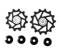 Comgooldool 2 piezas 12T+14T Rodamiento de cerámica trasero Desviador Polea Jockey rueda para SRAM AXS, jaula ancha estrecha de resina soporta cadenas de 9-11 velocidades, negro (negro)