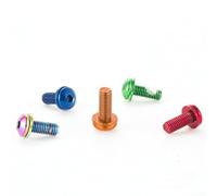 Comgooldool 4 tornillos de aleación de acero para jaula de botella M5 x 12 mm para bicicletas de montaña y carretera, compatibles con botellas de agua de bicicleta, rojo/azul/verde/naranja (colorido)