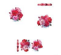 Comgooldool Adhesivo de pared de flores de PVC impermeable, Reble Self- Er para decoración de baño, mural floral moderno para pared de inodoro, rojo, 26 x 27 cm