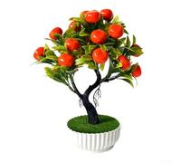 Comgooldool Árbol bonsái de frutas artificiales en maceta, decoración realista de chile naranja y limón para estante de escritorio de oficina en casa, vegetación sintética de plástico compacto, 28,5 x