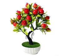 Comgooldool Árbol bonsái de frutas artificiales en maceta, decoración realista de chile naranja y limón para estante de escritorio de oficina en casa, vegetación sintética de plástico compacto, 28,5 x