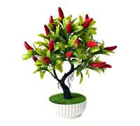 Comgooldool Árbol bonsái de frutas artificiales en maceta, decoración realista de chile naranja y limón para estante de escritorio de oficina en casa, vegetación sintética de plástico compacto, 28,5 x