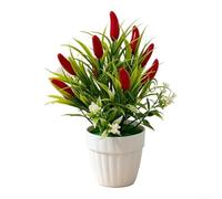 Comgooldool Árbol frutal artificial en maceta de 20 cm, decoración realista de granada de chile naranja, limón y granada para mesa de oficina en casa, vegetación sintética de plástico bajo (ají)