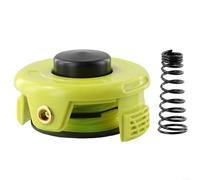 Comgooldool Bobina de recortadora y muelle de cubierta para Ryobi-RAC118 1,2 mm RLT3525S, carrete de repuesto con tapa y resorte, plástico + metal + nailon, negro + amarillo