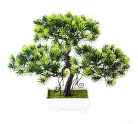 Comgooldool Bonsái artificial de pino con flores de seda realistas, planta compacta en maceta verde de 26 cm para decoración del hogar, centros de mesa de boda, exhibición de jardín al aire libre y