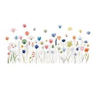 Comgooldool Calcomanías de pared de flores silvestres, flores de jardín, margaritas, calcomanías botánicas florales, arte natural de PVC vibrante para dormitorio, sala de estar, sofá, decoración de