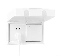 Comgooldool Cubierta de enchufe doble tipo 86 para baño y cocina, cubierta de seguridad de policarbonato impermeable, segura para niños, elegante diseño blanco/gris/dorado, 92 x 176 mm, para enchufes