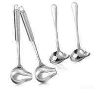 Comgooldool Cucharón de acero inoxidable con gancho de 30 cm | Acero inoxidable 304, resistente a la corrosión, para cocinar a diario, apto para lavavajillas, acabado plateado