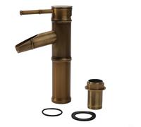 Comgooldool Grifo mezclador monomando de latón antiguo con válvula de cerámica, montado en cubierta para fregadero de cocina y baño, conexión G1/2 pulgadas, marrón (S)