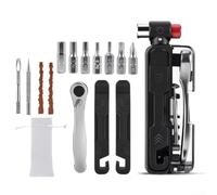 Comgooldool Kit de herramientas de reparación de bicicletas con llave de trinquete, llaves hexagonales y palancas de neumáticos, juego de ciclismo multifunción ultraligero de 184 G para reparación de