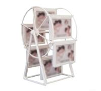 Comgooldool Marco de fotos con rueda giratoria para fotos de 3.5 x 5 pulgadas, marco de fotos decorativo ABS con 12 ranuras, diseño de molino de viento para exhibición de estante del hogar, rosa