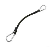 Comgooldool Mosquetón elástico con gancho de metal, correa de goma resistente de 6 mm para equipo de camping, senderismo, cable de amarre seguro de equipaje para deportes al aire libre (negro) (30 cm)