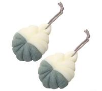 Comgooldool Paquete de 2 esponjas exfoliantes de bola de burbujas de baño, esponja espumosa de malla suave para un cuidado suave de la piel, creación de espuma rica con bucle seguro, rosa y azul, 14